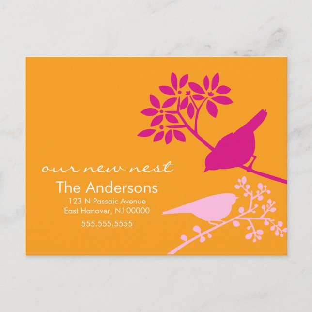 Anúncios de mudança de pássaros coloridos (Frente)