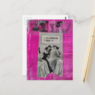 Anúncios de mulheres vintage em colagem rosa
