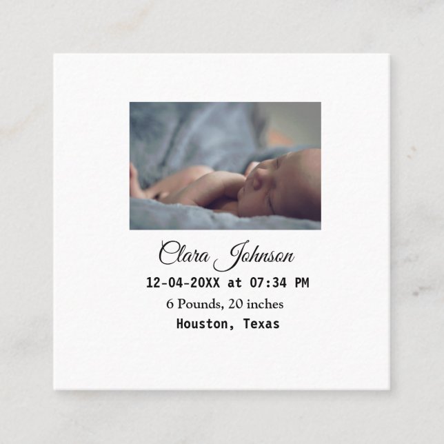 Anúncios de nascimento adicionar data de foto hora (Frente)