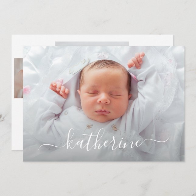 Anúncios de Nascimento da Colagem de Fotos da Baby (Frente/Verso)