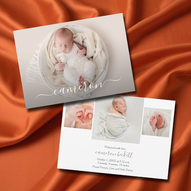 Anúncios de Nascimento da Colagem de Fotos Recém-N (Newborn Photo Collage Birth Announcements)