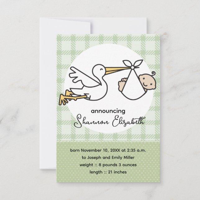 Anúncios de Nascimento de Bebê de Stork (Frente)