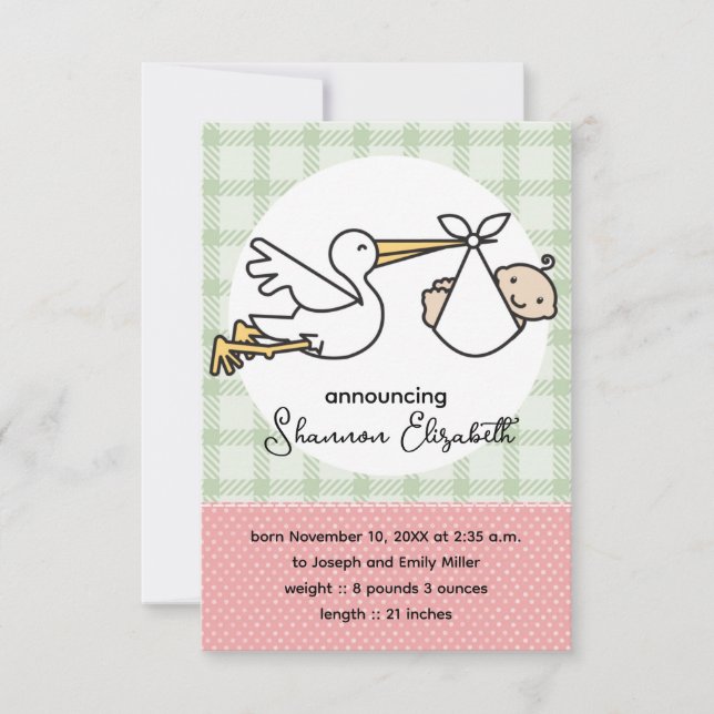 Anúncios de Nascimento de Bebê de Tempestade (Rosa (Frente)