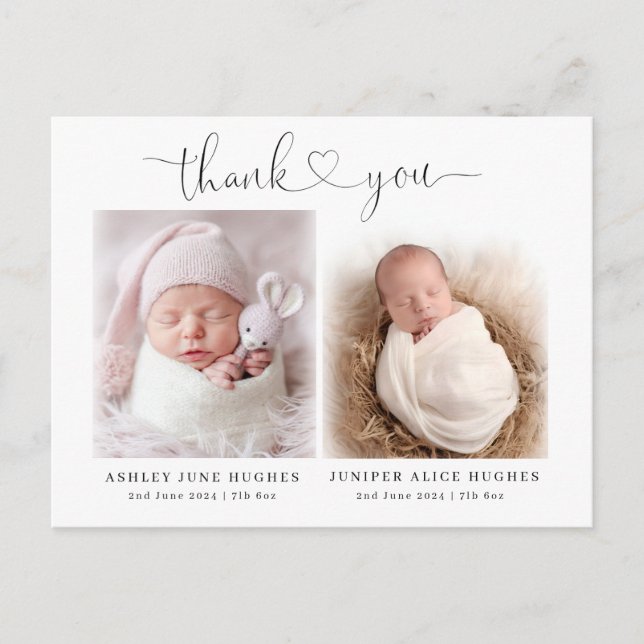 Anúncios de nascimento de bebê gêmeo modernos com  (Frente)