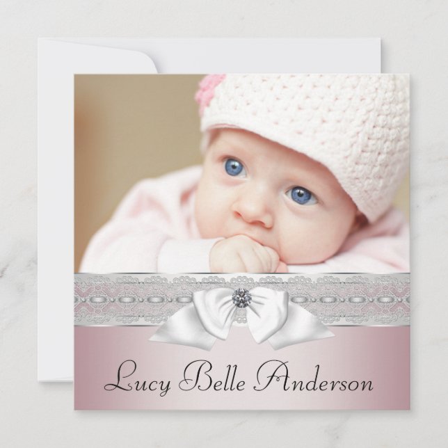 Anúncios de nascimento de Cinzas e Rosa Elegantes (Frente)