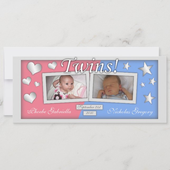 Anúncios de Nascimento de Garota e Garoto Gêmeos (Frente)