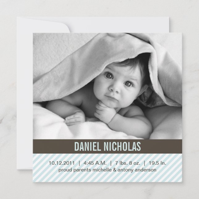 Anúncios de Nascimento do Bebê do Pinstripes Moder (Frente)