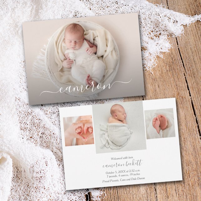 Anúncios de Nascimento em Colagem de Fotos de Recé (Newborn photo collage birth announcements PRINTED & INSTANT DOWNLOAD)