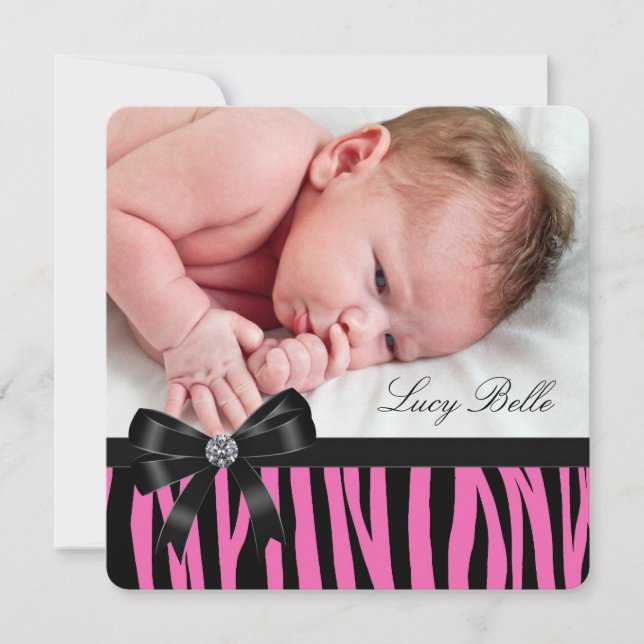 Anúncios de Nascimento em Zebra Rosa (Frente)