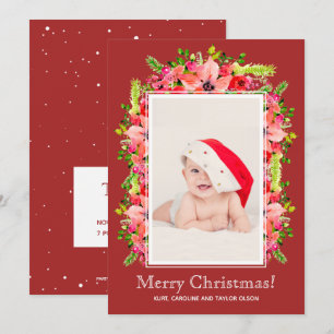 Anúncios de Natal em Poinsettias Foto de Nascimen