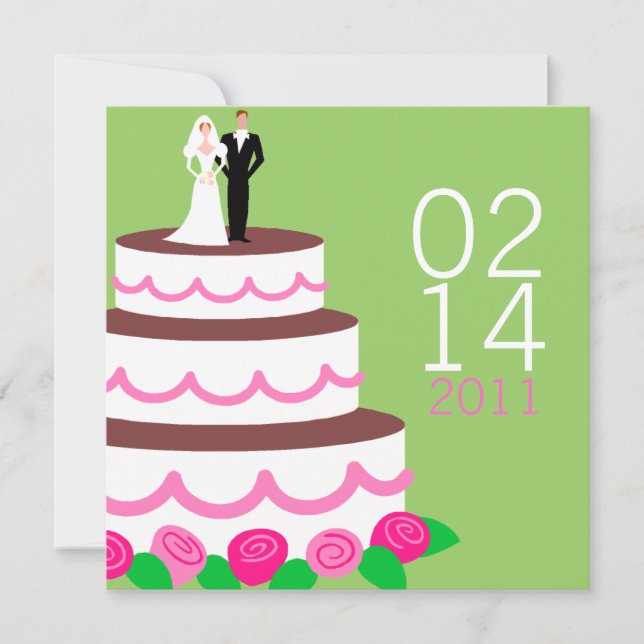 Anúncios de Salve a Data {Bolo de Casamento} (Frente)