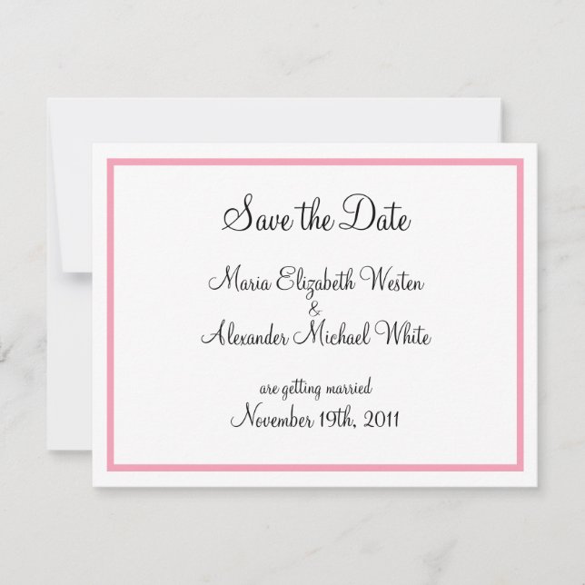 Anúncios de Save the Date com Contorno Rosa (Frente)