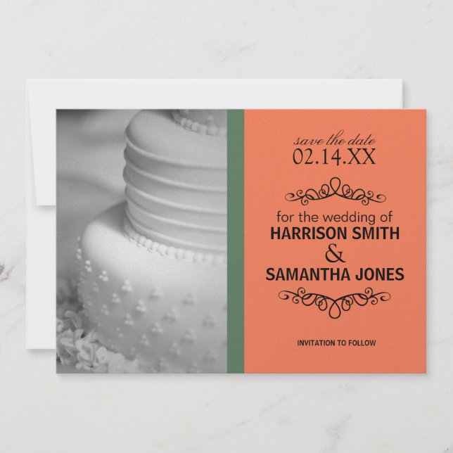 Anúncios de Save the Date de Casamento Laranja & V (Frente)