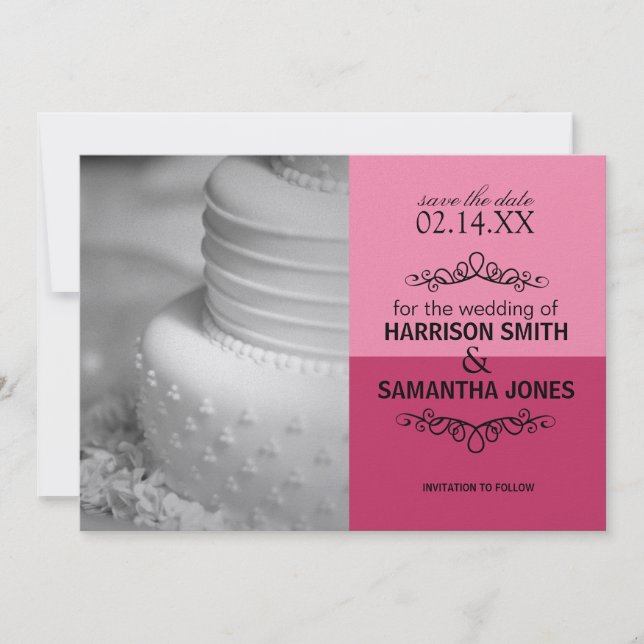 Anúncios de Save the Date de Casamento Rosa Duplo (Frente)