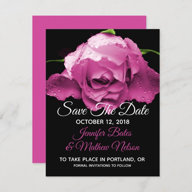 Anúncios de Save the Date de Rosa Rosa (Frente/Verso)