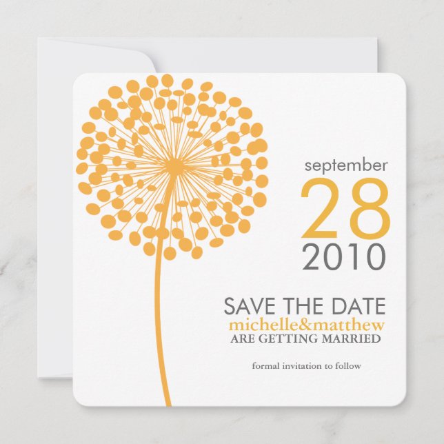 Anúncios de Save the Date do Dente-de-Leão Laranja (Frente)