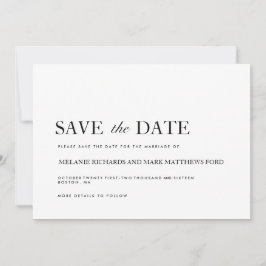 Anúncios de Save The Date modernos em preto e bran