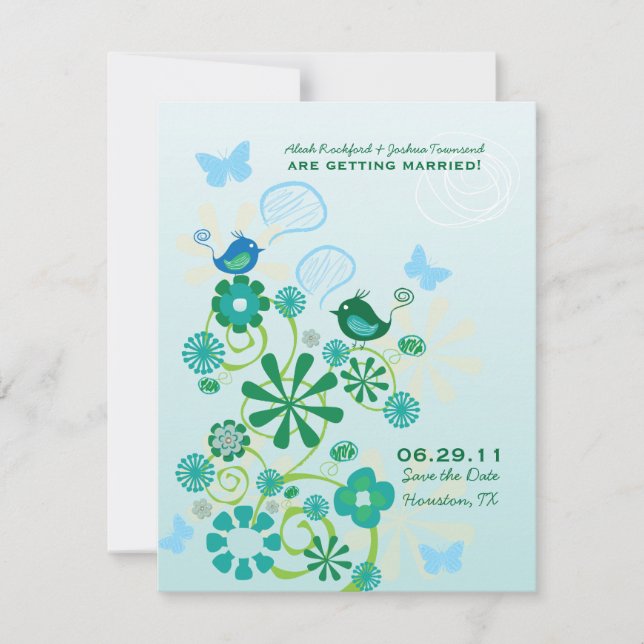 Anúncios de Save the Date para Pássaros da Mesma E (Frente)
