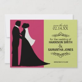 Anúncios de Save the Date Rosa e Verde Limão