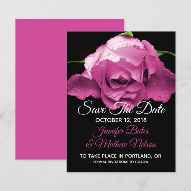 Anúncios de Save the Date Rosa Rosa (Frente/Verso)