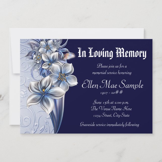 Anúncios de Serviço Memorial Azul Elegante (Frente)