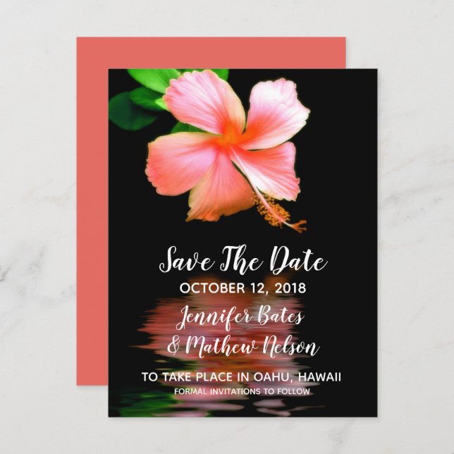 Anúncios de Tropical Hibiscus Save the Date (Frente/Verso)