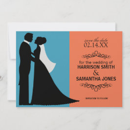 Anúncios de Turquesa e Laranja de Save the Date