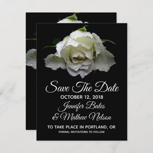 Anúncios de White Rose Save the Date (Frente/Verso)