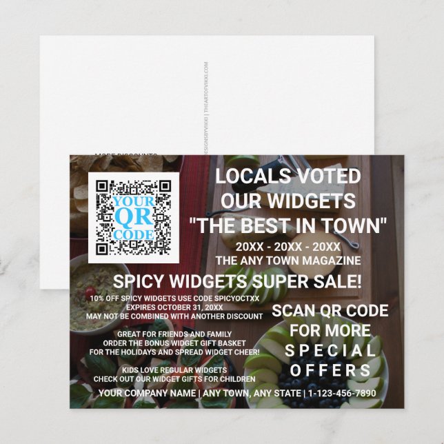 Anúncios personalizados de fotos escuras com códig (Frente/Verso)