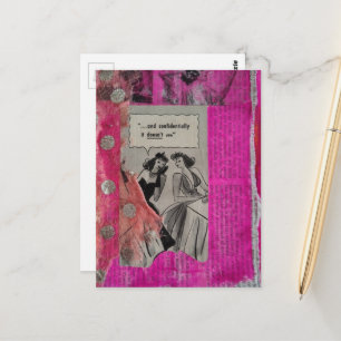 Anúncios Retro em Colagem Rosa com Mulheres