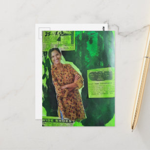 Anúncios Retro Verde Uma Senhora Feliz Colagem Mis