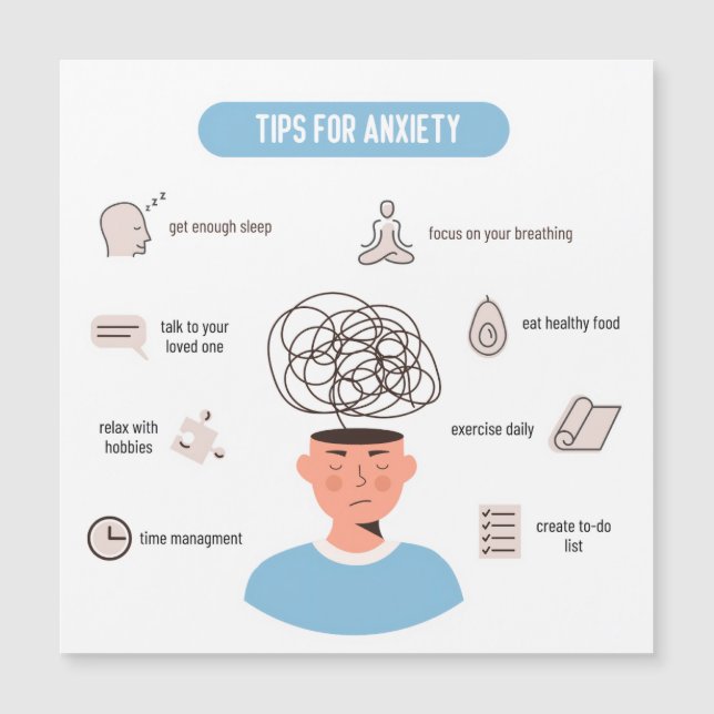 Anxiety Tips Minimal Mental Health Art (Frente)