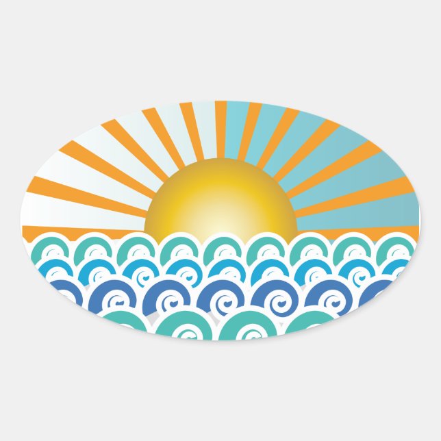 Ao longo do adesivo Oval Azul de Ondas (Frente)