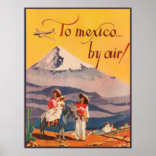 Ao México por ar, viagens vintage de poster de de