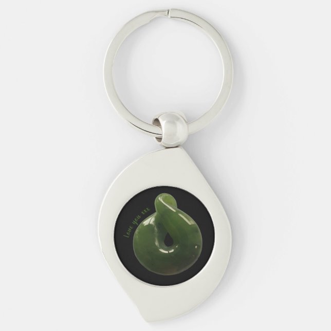 Aotearoa NZ Greenstone Pounamu Twist Gift Chaveiro (Frente)
