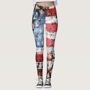 *~* AP27 Grunge EUA Flag Leopart Glitter Leggings