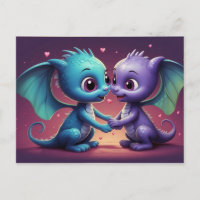 *~* AP48 Convite de Foto Dragon Dino Hearts Cartão