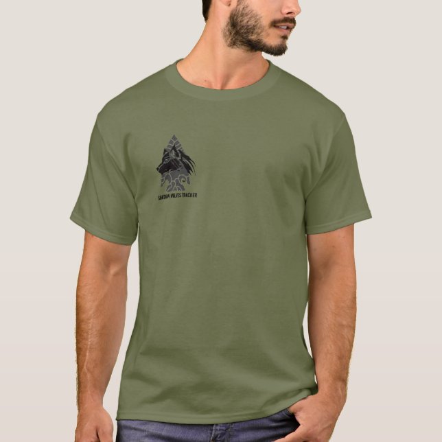 Apache Knife®™ 🇺 🇸 SOMBRA LOBA O TRACKER T-Shirt (Frente)