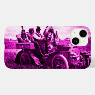 APACHES E GERONIMO que CONDUZEM um rosa do CARRO