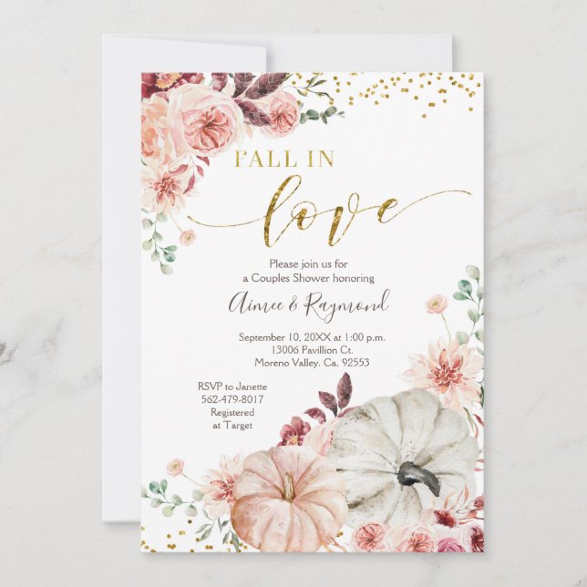 Apaixonado Marsala Pumpkin Convite (Frente)