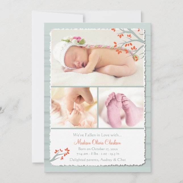 Apaixonamos o anúncio de nascimento de fotos (Frente)