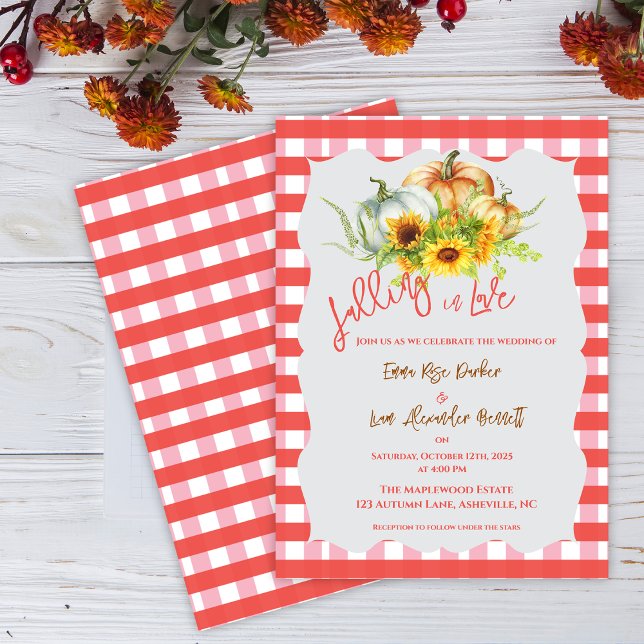 Apaixonando Convite ao Casamento outono Russo (Falling in Love Rustic Fall Wedding Invitation)