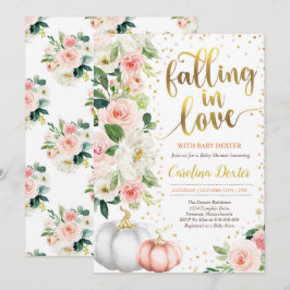 Apaixonando Convite De Chá de fraldas Rosa Dourado