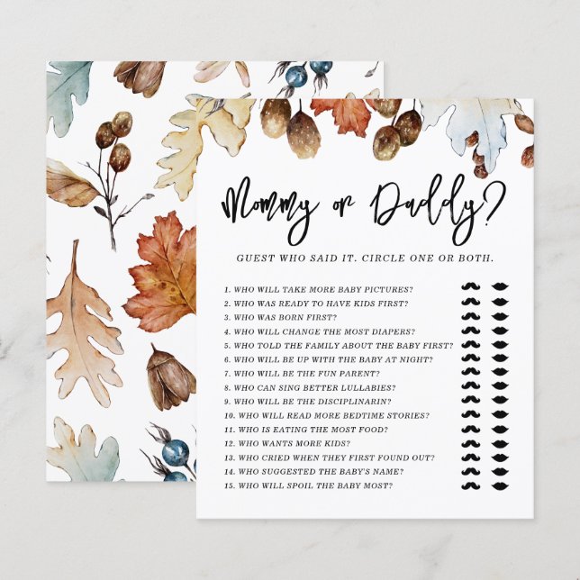 Apaixonar Mamãe de outono ou Chá de fraldas de Pai (Frente/Verso)