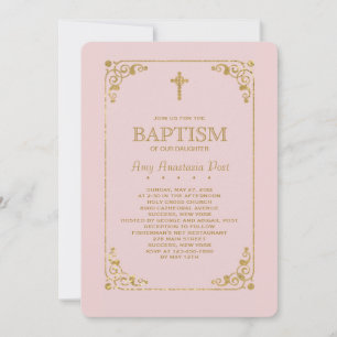 Aparado no convite religioso cor-de-rosa Dourado