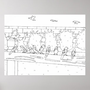 Aparência de pássaros, reunião no desenho, Poster
