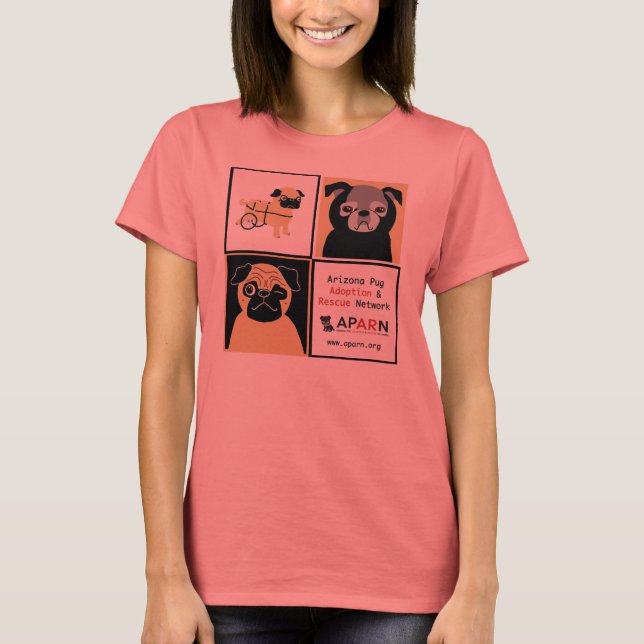 APARN Rescue Pugs Ladies Melange Ringer T-shirt (Frente)