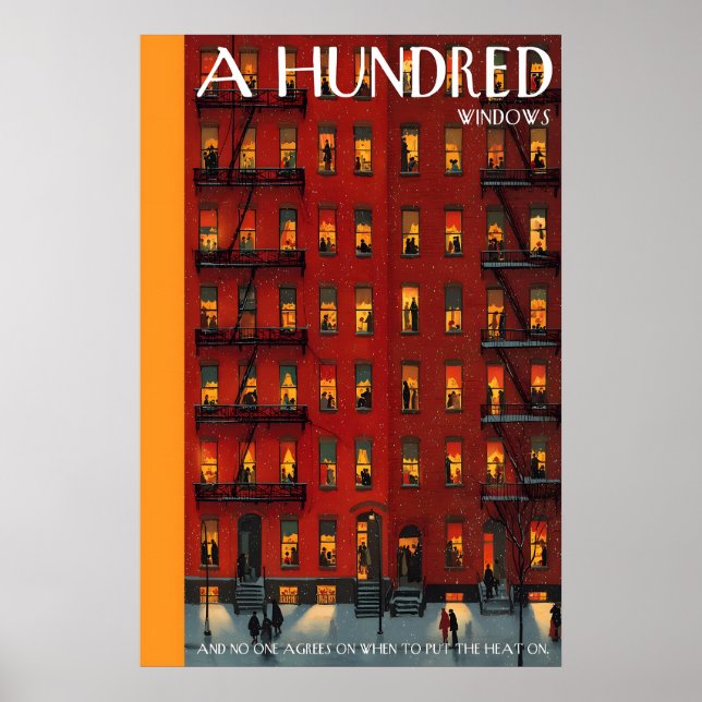 Apartment Building Poster  Lit Windows, Winter (Frente)