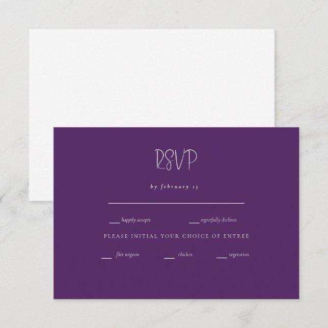 Apenas a RSVP de Casamento Moderno da Lavanda de n (Frente/Verso)