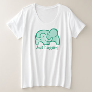 Apenas abraçando a t-shirt verde do elefante abra